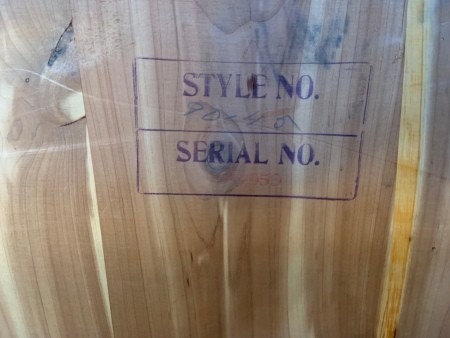 Style and serial number inside cedar chest.