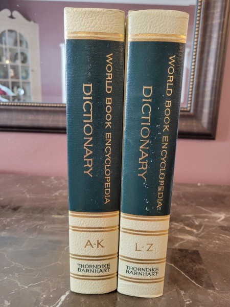 Two World Book dictionaries.