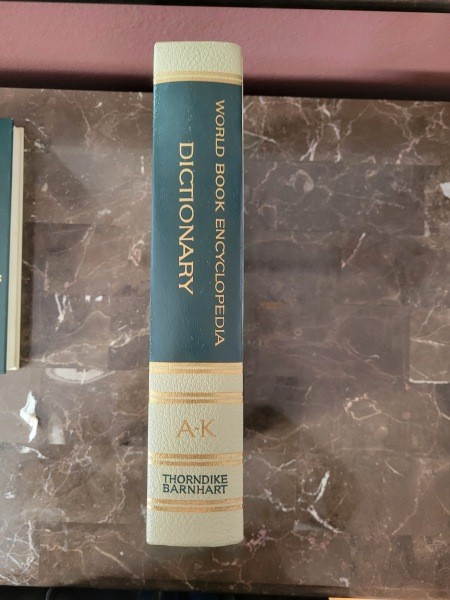 The spine of a book.