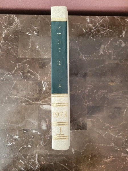 The spine of a book.