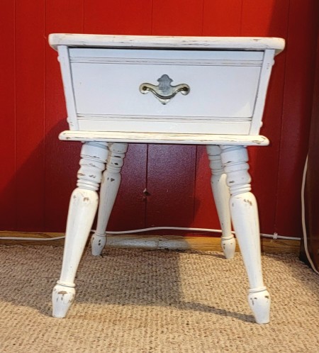 The front of the side table.