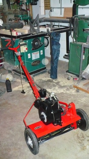 A restored reel mower.