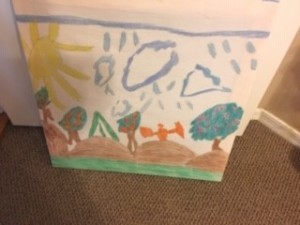 A piece of artwork done by a child.