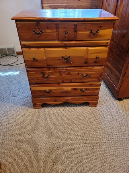 A wooden dresser.
