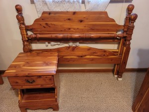 An old wooden bed set.