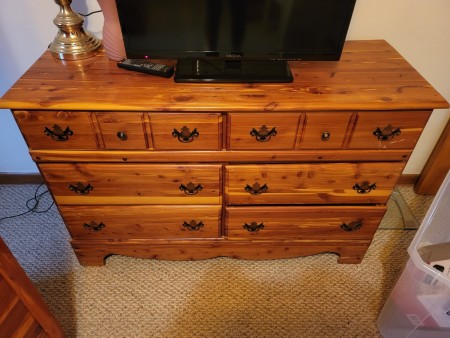 A wooden dresser.