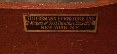 The label on the back of a dresser.
