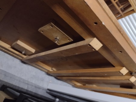 The underside of a table.