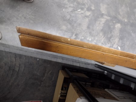 The side of a table.