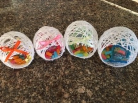 The eggs filled with candy.