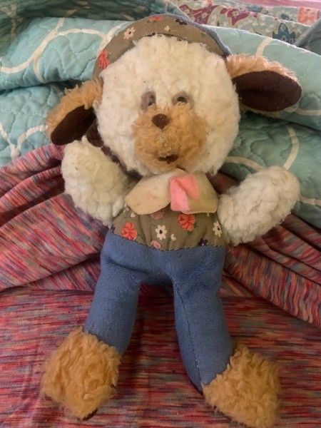 A plush lamb toy.