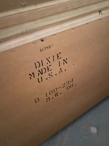 The back of a Dixie dresser.