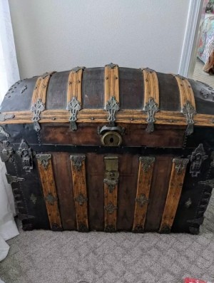 An antique domed trunk.