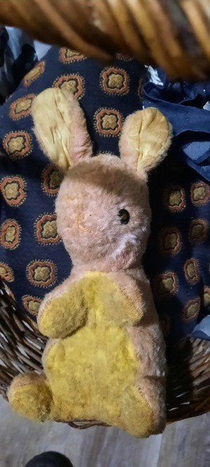 A small stuffed rabbit toy.
