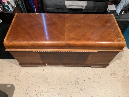 The top of a cedar chest.
