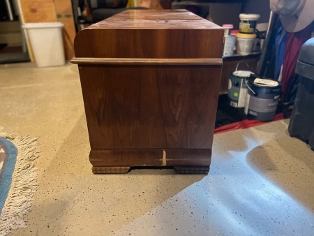 The side of a cedar chest.