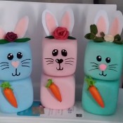 The completed foam bunnies.