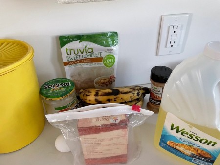 Ingredients for One Bowl Banana Muffins