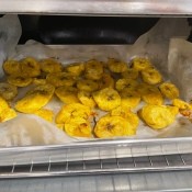 A tray of baked plantains.