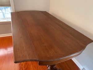 A wooden table.