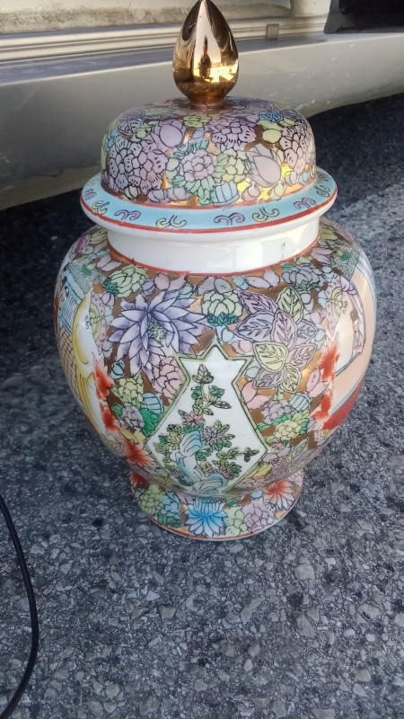 A decorative ginger jar.