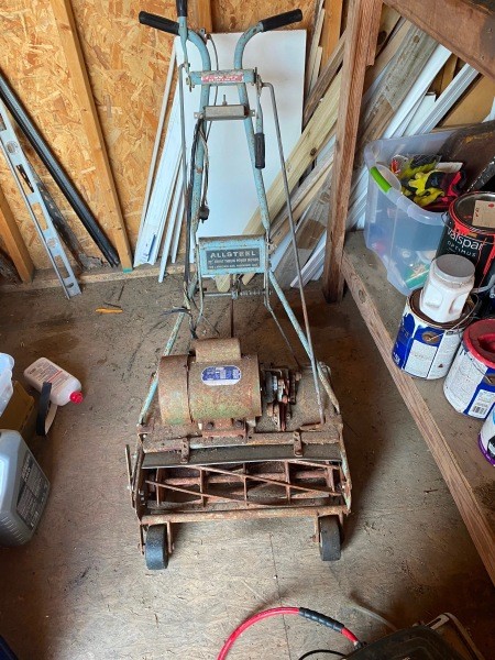 A vintage lawn mower.