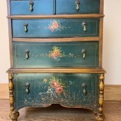 A vintage chest of drawers.