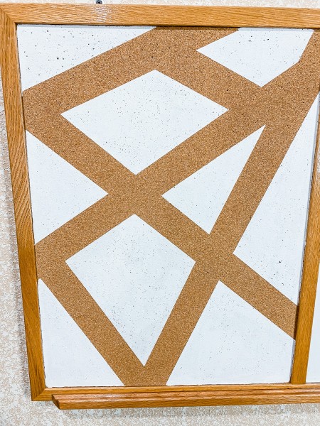 The painted board after the tape has been removed.