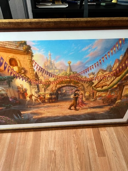 A close up of the framed print.