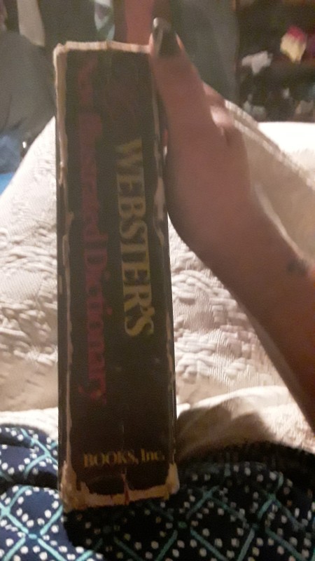 The spine of a dictonary.