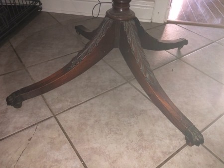 The legs of a table.