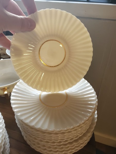 A set of china saucers.