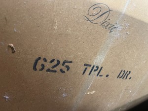 The numbers on the back of a piece of Dixie furniture.