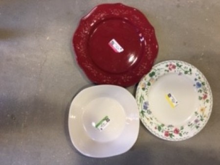 Three different ceramic plates.
