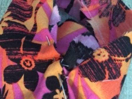 Pinning the purse fabric.