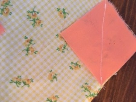 The small corner sewn diagonally.