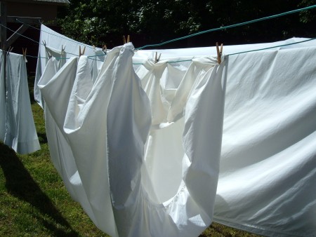 Hanging Fitted Sheets On the Clothesline