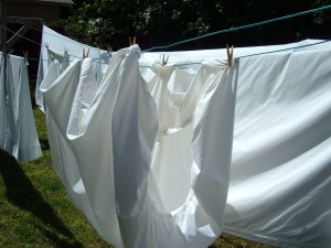 Hanging Fitted Sheets On the Clothesline