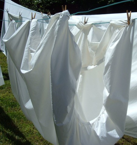 Hanging Fitted Sheets On the Clothesline