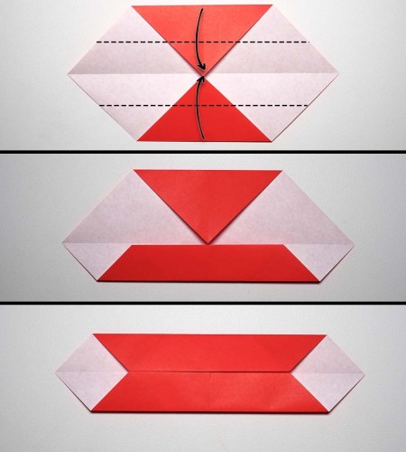 Folding a piece of origami paper.
