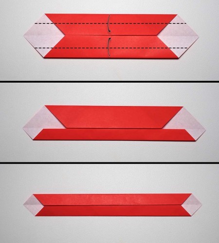 Folding a piece of origami paper.