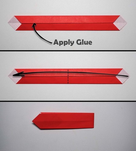 Glueing a folded origami construction.