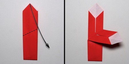 Folding a piece of origami paper.