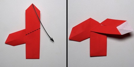 Folding a piece of origami paper.
