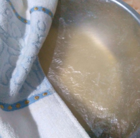 Allowing the dough to rise.