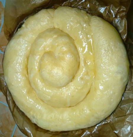 Allowing the dough to rise.