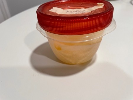 A container with aquafaba.