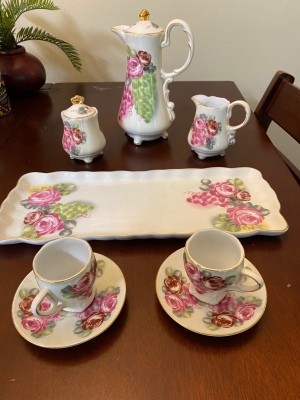 A decorative china set.