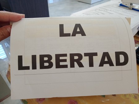 Adding words to the folded card.