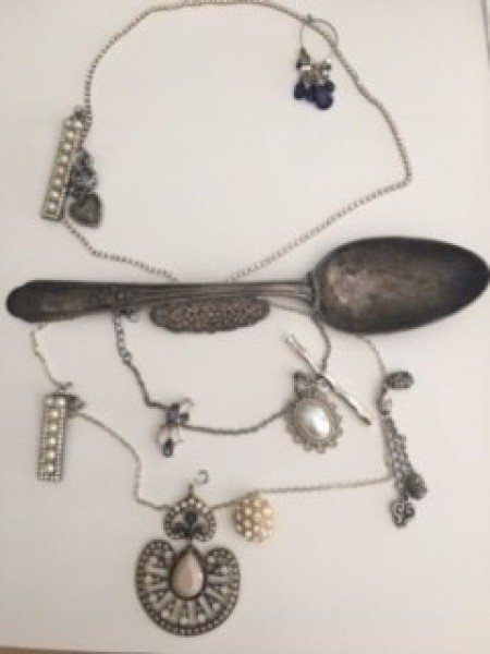 Laying out the items in the order for the finished piece.